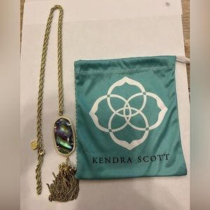 Kendra Scott Rayne Gold Long Pendant Necklace in Abalone Shell